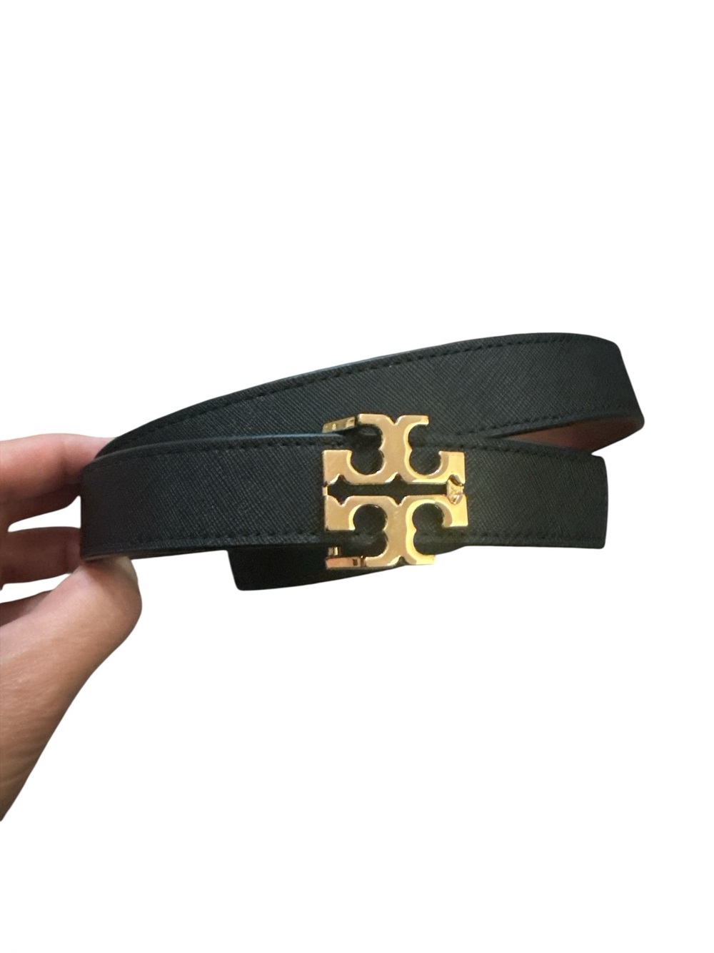 Tory Burch Black Leather 1” Wide Lux Belt Never Worn Preppy Chic Sophisticated